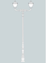 Stalp de iluminat ornamental pentru gradina echipat, 4.2ml, 2 brate, E27, 2x50W, 3000K, Fumagalli, Tobia, Horeb Adam