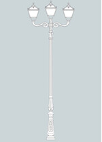 Stalp de iluminat ornamental pentru gradina echipat, 4.2ml, 2+1 brate, E27, 3x50W, 4000K, Fumagalli, Tobia, Horeb Adam