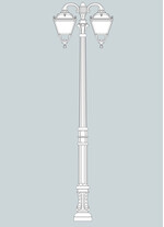 Stalp de iluminat ornamental pentru gradina echipat, 3.2ml, 2 brate jos, E27, Fumagalli, Tobia, Karmel 3000 Ofir