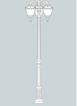 Stalp de iluminat ornamental pentru gradina echipat, 3.2ml, 3 brate jos, E27, Fumagalli, Tobia, Karmel 3000 Ofir