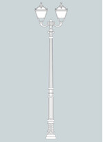 Stalp de iluminat ornamental pentru gradina echipat, 3.6ml, 2 brate, E27, 2x30W, CCT set, IP55, Fumagalli, Tobia, Karmel 3000 Ofir