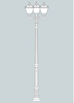 Stalp de iluminat ornamental pentru gradina echipat, 3.6ml, 3 brate, E27, 3x6.5W, Fumagalli, Tobia, Karmel 3000 Ofir