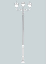 Stalp de iluminat ornamental pentru gradina echipat, 4.7ml, 2+1 brate, E27, 3x8.5W, CCT set, IP55, Fumagalli, Tobia, Karmel 4000 Adam