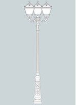Stalp de iluminat ornamental pentru gradina echipat, 3.1ml, 3 brate, GX53, 3x(4x10)W, CCT set, IP55, Fumagalli, Tobia, Nebo Ofir