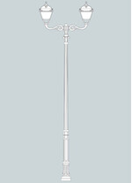 Stalp de iluminat ornamental pentru gradina echipat, 4.7ml, 2 brate, E27, 2x6.5W, Fumagalli, Simon, Karmel 4000 Adam
