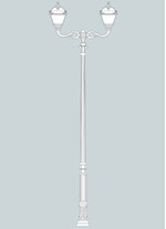 Stalp de iluminat ornamental pentru gradina echipat, 4.7ml, 2 brate, E27, 2x50W, 3000K, Fumagalli, Simon, Karmel 4000 Adam