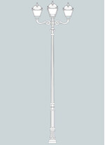Stalp de iluminat ornamental pentru gradina echipat, 4.7ml, 3+1 brate, E27, 4x15W, CCT set, IP55, Fumagalli, Simon, Karmel 4000 Adam
