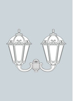 Aplica de iluminat LED pentru gradina, 630x740mm, 2 brate, E27, 2x30W, CCT set, IP55, Fumagalli, Siloe, Mirra