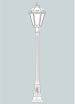 Stalp de iluminat ornamental pentru gradina echipat, 2ml, E27, 50W, 3000K, Fumagalli, Siloe, Artu'