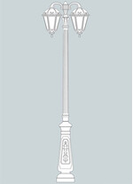 Stalp de iluminat ornamental pentru gradina echipat, 2.7ml, 2 brate, E27, 2x8.5W, CCT set, IP55, Fumagalli, Siloe, Nebo Ofir