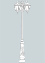 Stalp de iluminat ornamental pentru gradina echipat, 2.7ml, 3 brate, E27, Fumagalli, Siloe, Nebo Ofir
