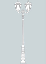 Stalp de iluminat ornamental pentru gradina echipat, 3.6ml, 2 brate, E27, 2x8.5W, CCT set, IP55, Fumagalli, Siloe, Tabor Ofir