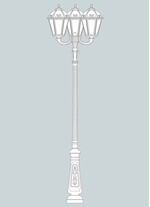 Stalp de iluminat ornamental pentru gradina echipat, 3.6ml, 3 brate, E27, 3x8.5W, CCT set, IP55, Fumagalli, Siloe, Tabor Ofir