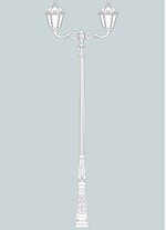 Stalp de iluminat ornamental pentru gradina echipat, 4.2ml, 2 brate, E27, 2x11W, CCT set, IP55, Fumagalli, Siloe, Horeb Adam