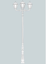 Stalp de iluminat ornamental pentru gradina echipat, 4.2ml, 3+1 brate, E27, 4x50W, 3000K, Fumagalli, Siloe, Horeb Adam