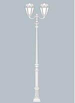 Stalp de iluminat ornamental pentru gradina echipat, 3.2ml, 2 brate jos, E27, 2x8.5W, CCT set, IP55, Fumagalli, Siloe, Karmel 3000 Ofir