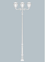 Stalp de iluminat ornamental pentru gradina echipat, 4.7ml, 3 brate, E27, 3x50W, 3000K, Fumagalli, Siloe, Karmel 3500