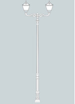 Stalp de iluminat ornamental pentru gradina echipat, 4.2ml, 2 brate, E27, 2x50W, 4000K, Fumagalli, Tobia, Karmel 3500 Adam