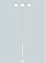 Stalp de iluminat ornamental pentru gradina echipat, 4.7ml, 3 brate, E27, 3x50W, 3000K, Fumagalli, Tobia, Karmel 4000 Adam