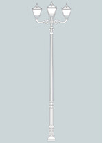 Stalp de iluminat ornamental pentru gradina echipat, 4.7ml, 3+1 brate, GX53, 4x(4x10)W, CCT set, IP55, Fumagalli, Tobia, Karmel 4000 Adam