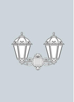Aplica de iluminat LED pentru gradina, 540x590mm, 2 brate, E27, 2x8.5W, CCT set, IP55, Fumagalli, Salem, Porpora