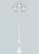 Stalp de iluminat ornamental pentru gradina echipat, 2.5ml, 2+1 brate, E27, 3x6.5W, Fumagalli, Salem, Ricu Bisso
