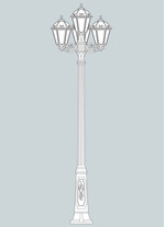 Stalp de iluminat ornamental pentru gradina echipat, 2.5ml, 3+1 brate, E27, 4x6.5W, Fumagalli, Salem, Ricu Bisso