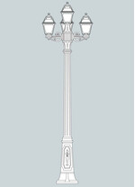 Stalp de iluminat ornamental pentru gradina echipat, 2.2ml, 3+1 brate, E27, 4x8.5W, CCT set, IP55, Fumagalli, Mary, Gigi Bisso