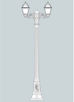Stalp de iluminat ornamental pentru gradina echipat, 1.8ml, 2 brate, E27, 2x8.5W, CCT set, IP55, Fumagalli, Mary, Artu' Bisso