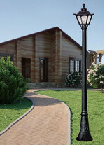 Stalp de iluminat ornamental pentru gradina echipat, 2.5ml, E27, 8.5W, CCT set, IP55, Fumagalli, Golia, Ricu