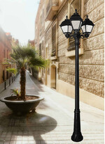 Stalp de iluminat ornamental pentru gradina echipat, 2ml, 3 brate, E27, 3x8.5W, CCT set, IP55, Fumagalli, Cefa, Gigi Bisso