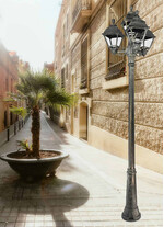 Stalp de iluminat ornamental pentru gradina echipat, 2.25ml, 3+1 brate, E27, 4x6.5W, Fumagalli, Cefa, Gigi Bisso