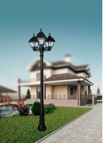 Stalp de iluminat ornamental pentru gradina echipat, 2.5ml, 3 brate, E27, 3x8.5W, CCT set, IP55, Fumagalli, Cefa, Ricu Bisso