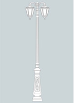 Stalp de iluminat ornamental pentru gradina echipat, 2.7ml, 2 brate jos, E27, 2x50W, 4000K, Fumagalli, Noemi, Nebo Ofir
