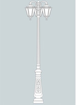 Stalp de iluminat ornamental pentru gradina echipat, 2.7ml, 3 brate jos, E27, 3x50W, 3000K, Fumagalli, Noemi, Nebo Ofir