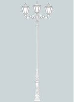 Stalp de iluminat ornamental pentru gradina echipat, 4.2ml, 2+1 brate, E27, Fumagalli, Noemi, Horeb Adam
