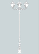 Stalp de iluminat ornamental pentru gradina echipat, 4.2ml, 3 brate, E27, 3x8.5W, CCT set, IP55, Fumagalli, Noemi, Horeb Adam