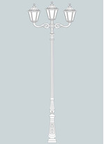 Stalp de iluminat ornamental pentru gradina echipat, 4.2ml, 3+1 brate, E27, Fumagalli, Noemi, Horeb Adam