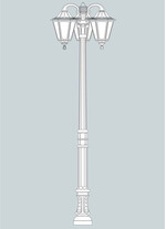 Stalp de iluminat ornamental pentru gradina echipat, 3.2ml, 3 brate jos, E27, Fumagalli, Noemi, Karmel 3000 Ofir