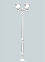 Stalp de iluminat ornamental pentru gradina echipat, 3.6ml, 2 brate, E27, 2x11W, CCT set, IP55, Fumagalli, Noemi, Karmel 3000 Ofir