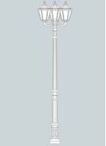 Stalp de iluminat ornamental pentru gradina echipat, 3.6ml, 3 brate, E27, 3x11W, CCT set, IP55, Fumagalli, Noemi, Karmel 3000 Ofir