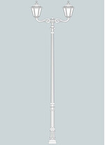Stalp de iluminat ornamental pentru gradina echipat, 4.7ml, 2 brate, E27, 2x30W, CCT set, IP55, Fumagalli, Noemi, Karmel 4000 Adam