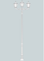 Stalp de iluminat ornamental pentru gradina echipat, 4.7ml, 2+1 brate, E27, 3x11W, CCT set, IP55, Fumagalli, Noemi, Karmel 4000 Adam