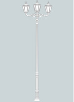 Stalp de iluminat ornamental pentru gradina echipat, 4.7ml, 3+1 brate, E27, 4x15W, CCT set, IP55, Fumagalli, Noemi, Karmel 4000 Adam