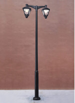 Stalp de iluminat modern pentru gradina echipat, 3ml, 2 brate jos, E27, 2x30W, CCT set, IP55, Fumagalli, Sergio, Ektor 3000 Iole