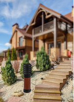 Stalp de iluminat ornamental pentru gradina echipat, negru, 0.49ml, E27, insertie lemn brun, Norlys, Alta