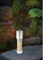 Stalp de iluminat ornamental pentru gradina echipat, galvanizat, 0.49ml, E27, insertie lemn natural, Norlys, Alta