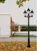 Stalp de iluminat ornamental pentru gradina echipat, 2.6ml, 2+1 brate, E27, 3x6.5W, Fumagalli, Rut, Ricu Bisso