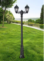 Stalp de iluminat ornamental pentru gradina echipat, 2ml, 2 brate, E27, 2x6.5W, Fumagalli, Saba, Gigi Bisso