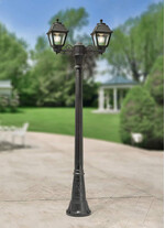 Stalp de iluminat ornamental pentru gradina echipat, 2ml, 2 brate, E27, 2x8.5W, CCT set, IP55, Fumagalli, Mary, Gigi Bisso